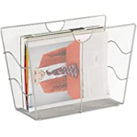 Relaxdays Revistero- Metal y Rejilla- Plateado- 17x39x27 cm